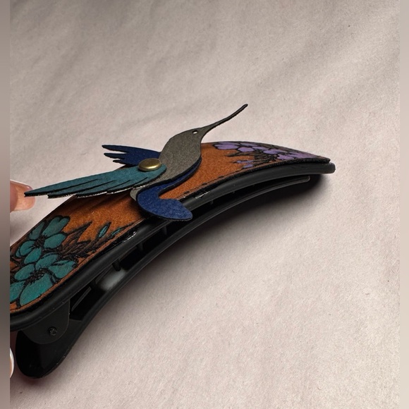 Handmade by me Leather Turtle or Hummingbird Hair Clip NEW made to order - Picture 12 of 14